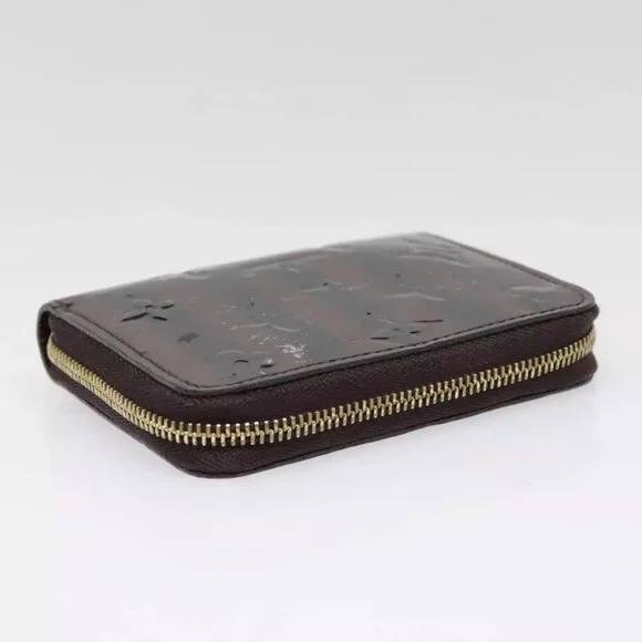 LOUIS VUITTON Vernis Rayure Zippy Coin Purse Amarante M91719 LV Auth